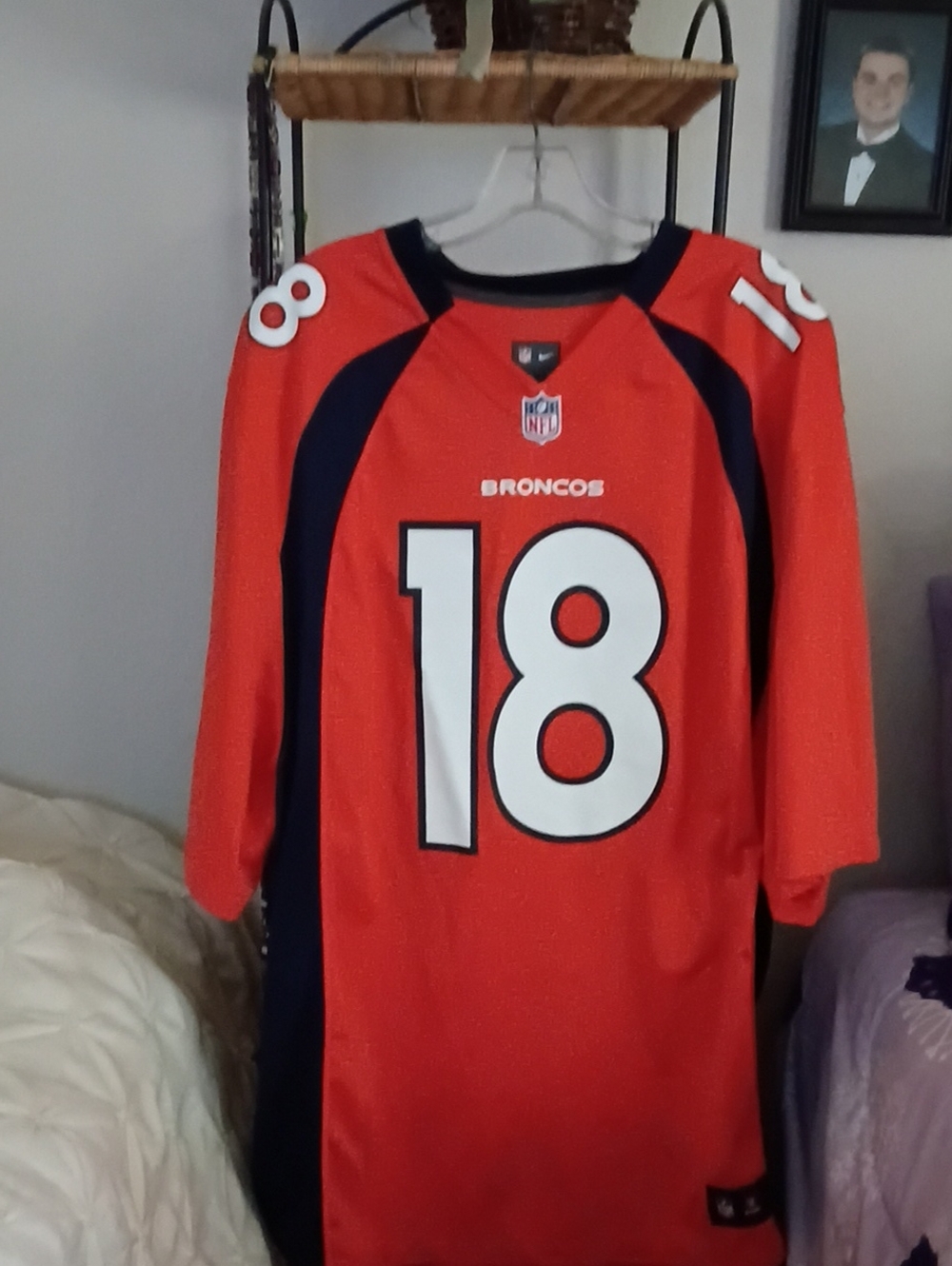 NFL Orange and Navy #18 Broncos Football Jersey